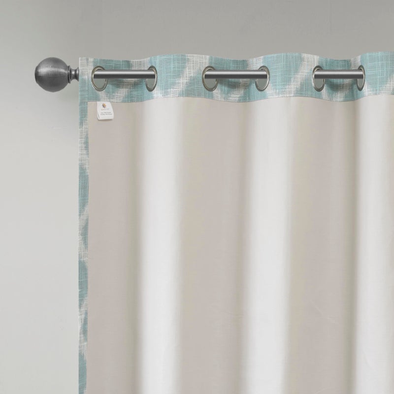 SUNSMART Sun Smart Blakesly Blackout Curtains Patio Window, Ikat Print, Grommet Top Living Room Decor, Living Room Decor, Thermal Insulated Light Blocking Drape for Bedroom and Apartments, 50" x 84", Aqua - Image 5